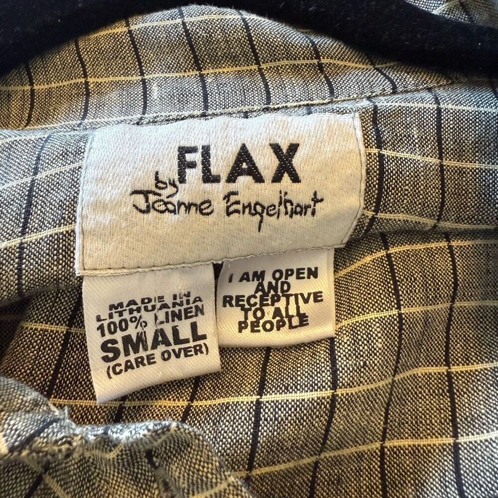 Vintage Flax by Joanne Engelhart Linen Windowpane Plaid Convertible Slv Top Sz S - Picture 7 of 13